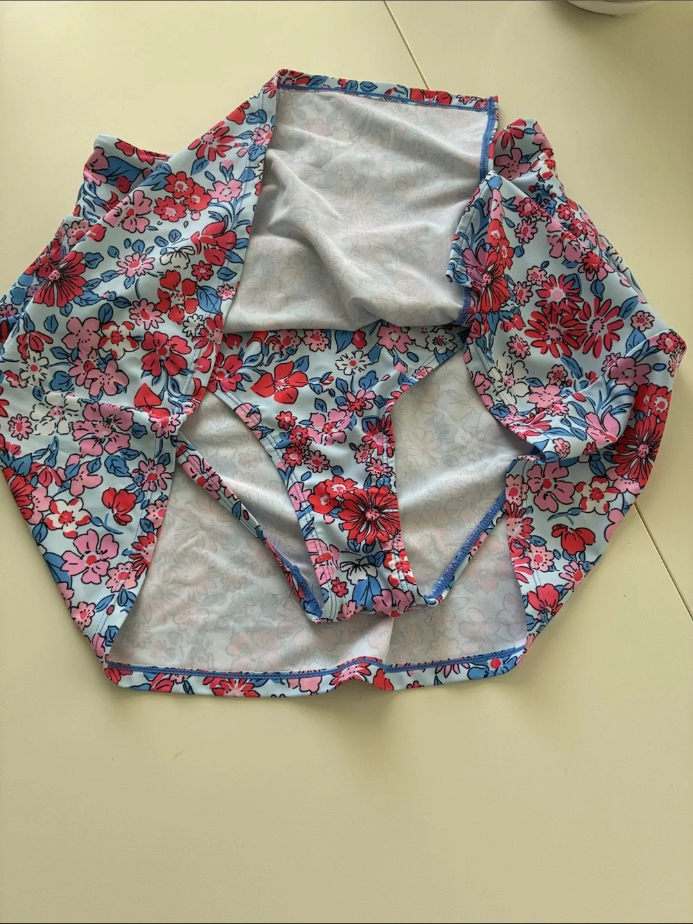 Blue Floral Tankini Set with Skirt - Women's Swimwear